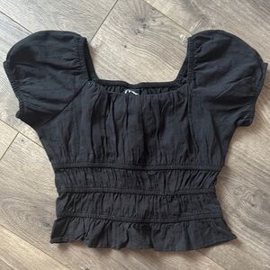 Black Puff Sleeve Top
